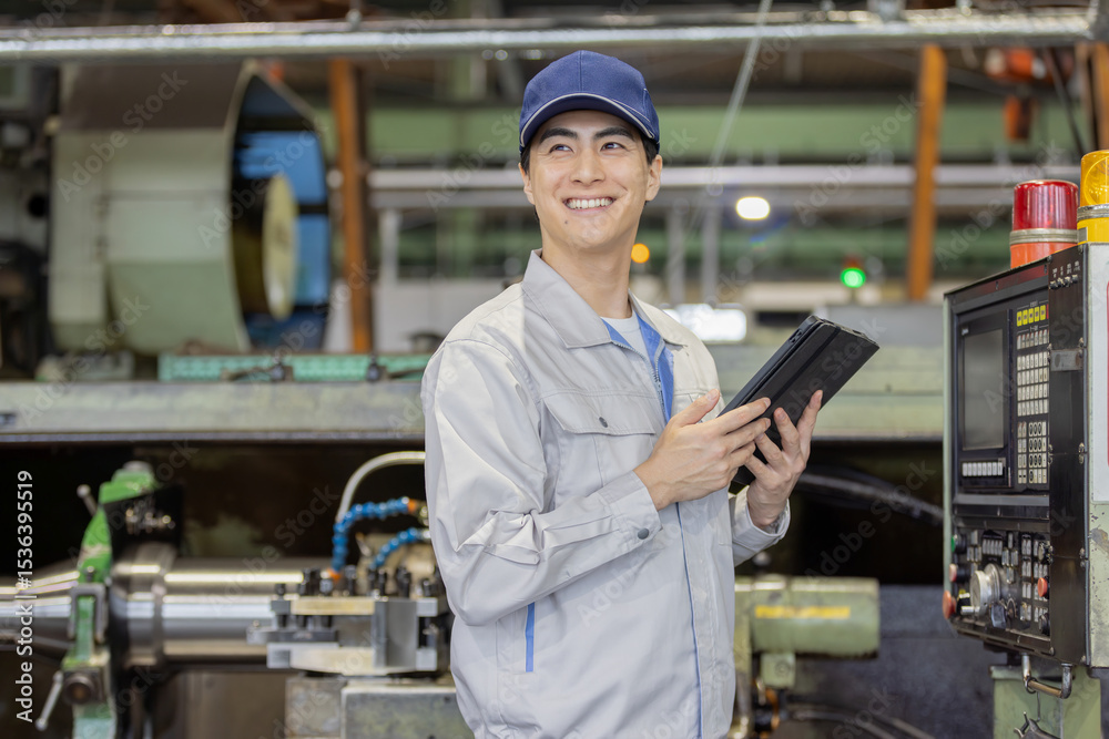 ベテランの暗黙知とデジタル技術を融合させた製造業DX成功後の工場で自信を持つ推進担当者