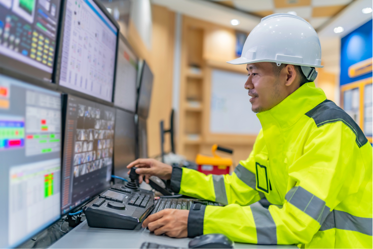 使いやすいHMIシステムで効率的に作業するオペレーター｜直感的な操作画面を操作する作業員